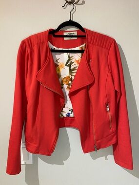 Mason Bright Coral Asymmetrical Zip Jacket
